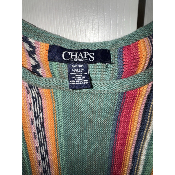 Chaps Southwestern Aztec Stripe Sweater Women's S Boho Coastal Grandma Knit Top - Picture 3 of 8